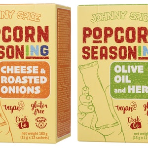 Popcorn Gewürz 2-PACK Käse und Röstzwiebeln 180g & Olivenöl und Kräuter 180g