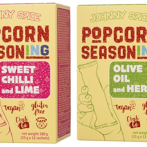 Popcorngewürz 2-PACK Süße Chili und Limette 180g & Olivenöl und Kräuter 180g