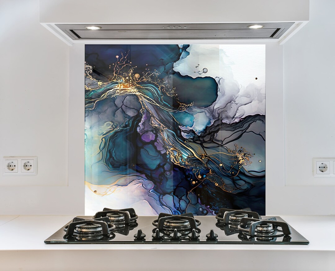 Tempered Glass Abstract Backsplash Tile Kitchen Splashback for Etsy