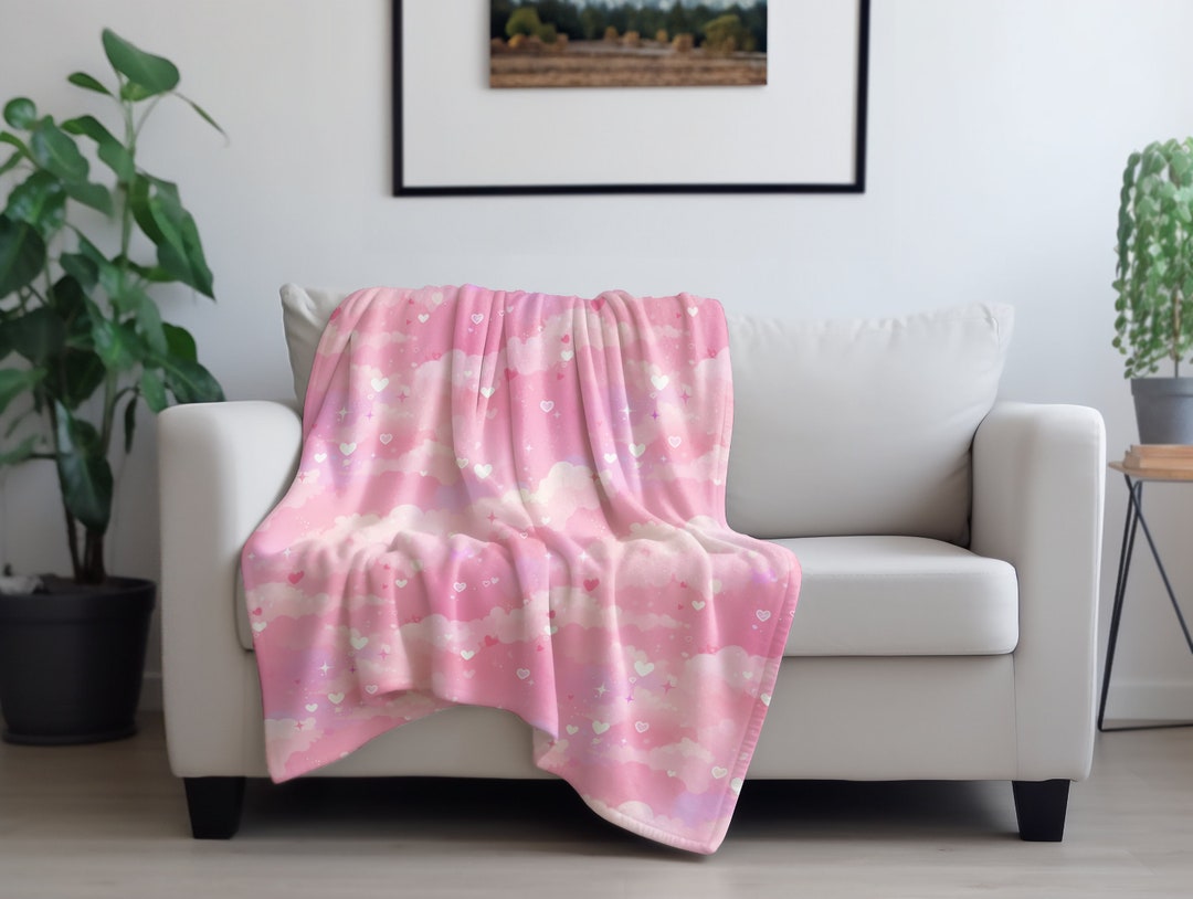 Pink Sparkles Blanket, Princess Throw Blanket, Girly Anime Blanket