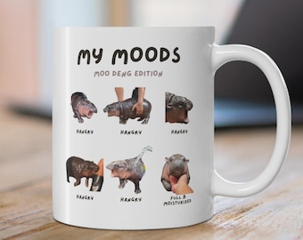 Taza de hipopótamo descarado de Moo Deng Mood / Linda / Divertida / Regalo