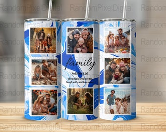 Citation de famille Photo personnalisée Personnalisé 20 oz Skinny Tumbler Sublimation Design, Wrap droit et conique, Téléchargement numérique instantané PNG