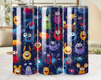 Inseto colorido dos desenhos animados sem costura 20 onças skinny tumbler wrap, modelo bonito de sublimação de insetos, design de copo infantil, copo infantil, design de copo infantil, design de copo infantil, design de copo infantil, design de copo infantil png