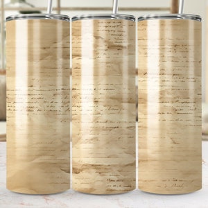Envoltura de vaso flaco de 20 oz con letra manuscrita vintage, diseño de sublimación PNG sin costuras, plantilla de manga de taza de café con guión antiguo