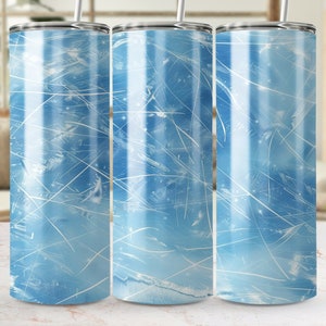 Abstrakte blaue Eiskristall-Design, Nahtlos 20 Unzen Skinny Tumbler Wrap, Sublimation PNG Vorlage, DIY Tumbler Grafik, Sofort-Download