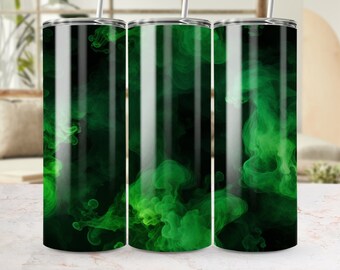 Papier d'emballage skinny vert fumée 20 oz, modèle de sublimation sans couture, vapeur abstraite PNG, téléchargement numérique, graphismes pour verre