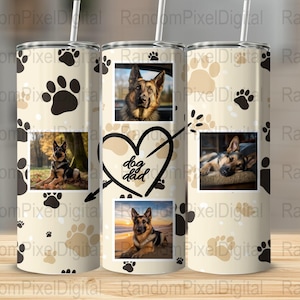 Pet Dog Custom Photo Personalized 20 oz Skinny Tumbler Sublimation Design, Straight and Tapered Wrap, Instant Digital Download PNG