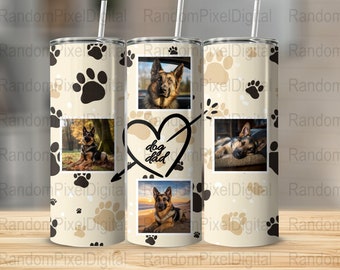Foto personalizada de cachorro de estimação, design de sublimação de copo magro de 20 onças personalizado, envoltório reto e cônico, download digital instantâneo, imagem png