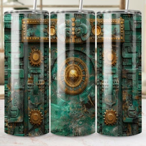 Steampunk Bronze Gears 20oz Skinny Tumbler Wrap, Seamless Sublimation Design Template, Antique Mechanical Printable, Digital Download PNG