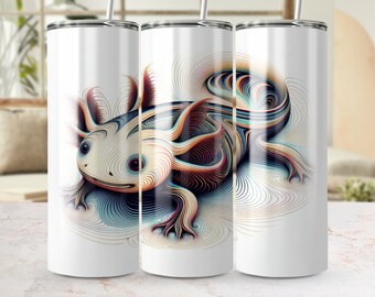 Abstracte Axolotl-kunst, 20oz magere Tumbler Wrap, levendig PNG-sublimatieontwerp, digitale download, naadloze Tumbler-sjabloon unieke drinkware