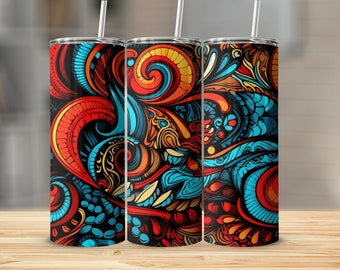 Zentangle Art 2 20 oz Skinny Tumbler Sublimatie Design, Rechte en Taps toelopende Tumbler Wrap, Instant Digitale Download PNG