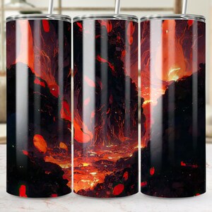 Volcanic Eruption Design Tumbler Wrap, 20oz Skinny Sublimation PNG, Seamless Digital Download, Lava Flow Print for Tumblers, Vibrant Colors