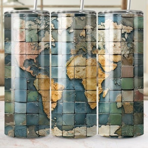 vintage World Map Tumbler Wrap, Antique Atlas Design, Modèle maigre sans couture 20oz, Traveler Sublimation PNG, Earth Geography Graphics