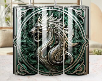 Design d'enveloppe de gobelet Dragon celtique, sublimation fine sans couture 20 oz PNG, art de verres inspiré de fantaisie, modèle de gobelet thème médiéval