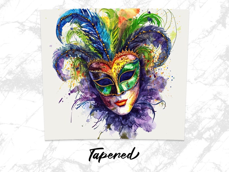 Watercolor Mardi Gras Mask Tumbler Wrap, Seamless 20oz Skinny