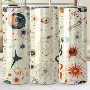 Envoltura de vaso sin costuras de astronomía vintage, diseño de vaso delgado celestial de 20 oz, plantilla de sublimación PNG de mapa de estrellas náuticas