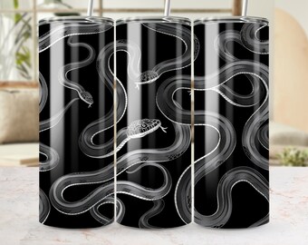 Motif serpent argenté pour verre maigre 20 oz, sublimation sans couture, modèle de gobelet motif reptile, téléchargement numérique serpent PNG