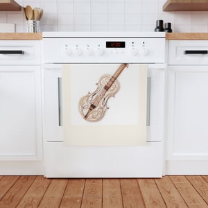 Cotton Tea Towel with a violin