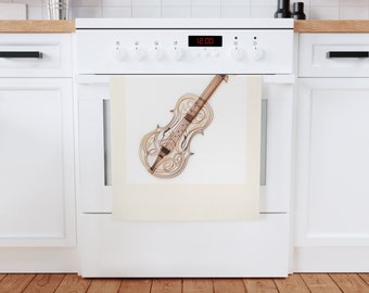 Cotton Tea Towel with a violin