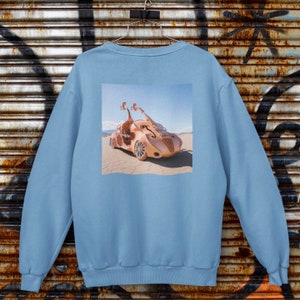 Cotton Long Sleeve Tee, with double bass or standup bass shaped fast car
