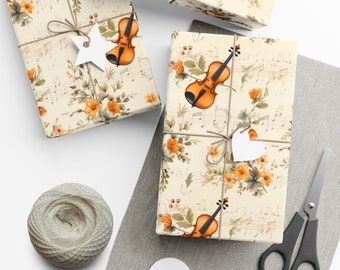 Gift Wrap Papers with violins and flowers