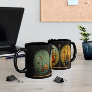 Double bass or standup bass mug, music ceramic mug, music lover mug, musical instrument mug