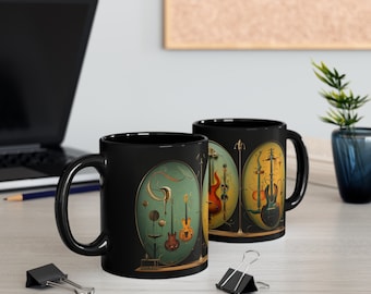 Double bass or standup bass mug, music ceramic mug, music lover mug, musical instrument mug