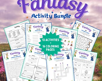 Fantasy Spiele Bündel | Fantasie Malvorlagen | Fantasy Magie Printables | Spiele für Kinder