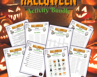 Halloween Games Bundle | Halloween Printable Activity Sheet Bundle | Puzzles and Games for Kids | Kids Printable Activity