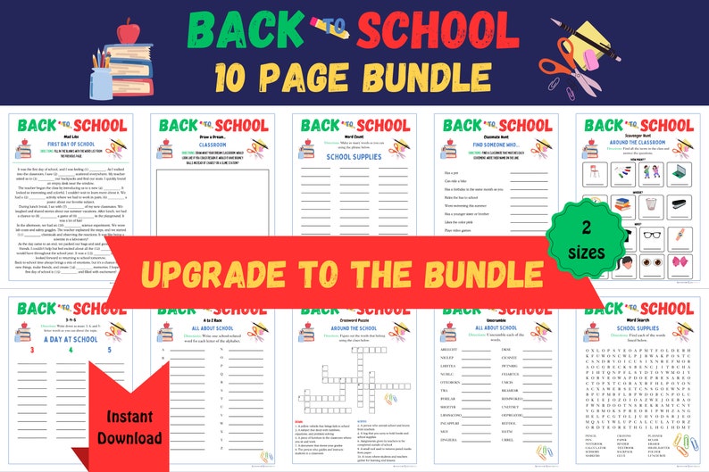 Back to School Crossword Puzzle First Day of School Activities Puzzles ...