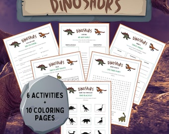 Dinosaur Activity Bundle | Dinosaur Party Games | Dinosaur Coloring Pages