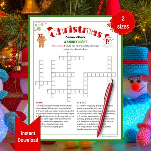Christmas Crossword Puzzle | Christmas Activity Sheet | Holiday Puzzles and Games for Kids | Holiday Activity Sheet