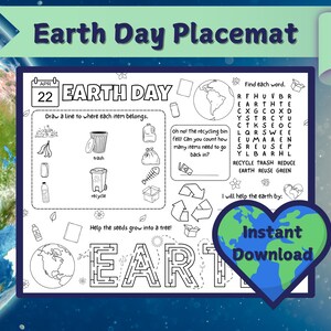 Earth Day Placemat | Earth Day Activity for Kids