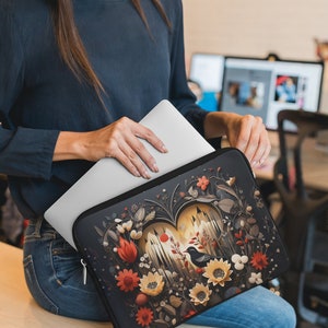 Hidden Hearts Wildflower Laptop Sleeve, Cute Tablet Case, Notebook Tote Bag, Computer Travel Case