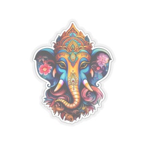 Colorful abstract decal sticker of Lord Ganesha - Remover of all obstacles