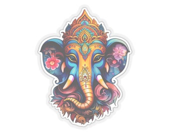 Colorful abstract decal sticker of Lord Ganesha - Remover of all obstacles
