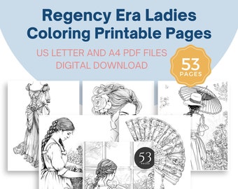 Regency Era Ladies Coloring Pages – 53 Printable Designs (PDF Download)
