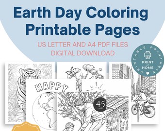 Earth Day Coloring Pages - Instant Download PDF for Eco-Friendly Fun, Coloring Set - Eco-Friendly Printables for All Ages