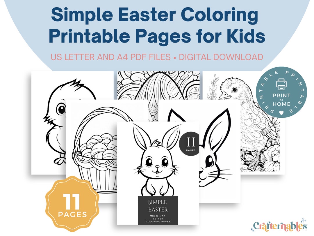 Easter Coloring Pages for Kids: DIY Printables Bundle (digital Download ...