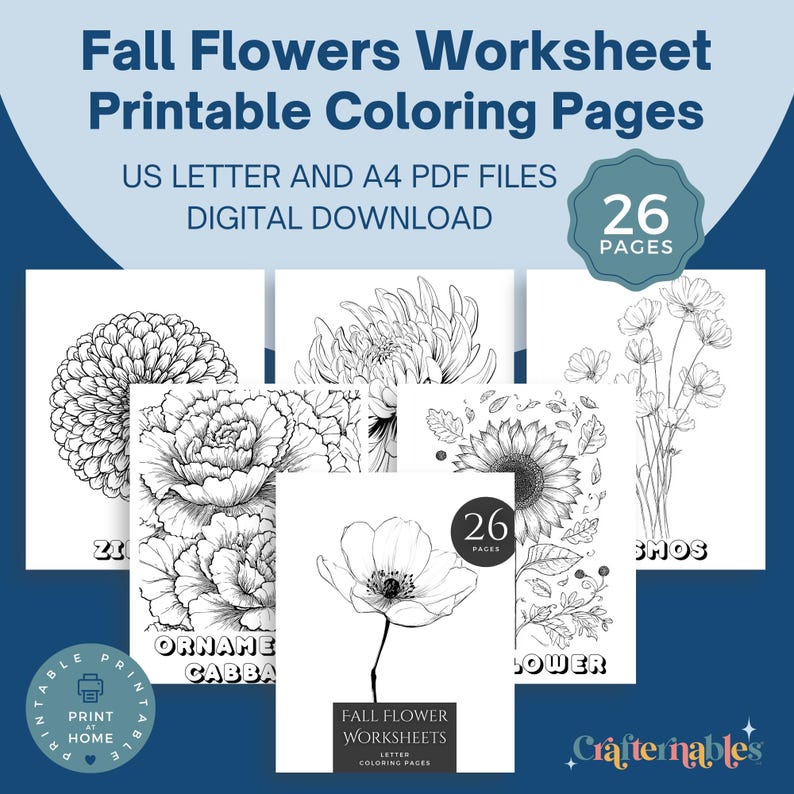 Fall Flower Coloring Pages | 26 Printable Autumn Bloom Worksheets (PDF ...