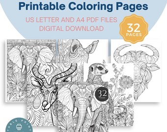 African Animal Coloring Pages | 32 Detailed Wildlife Designs (Printable PDF)