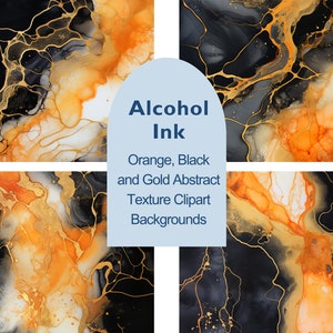 Halloween Black Orange and Gold Alcohol Ink 10 Background Bundle for Commercial Use, Digital Download, Clip Art