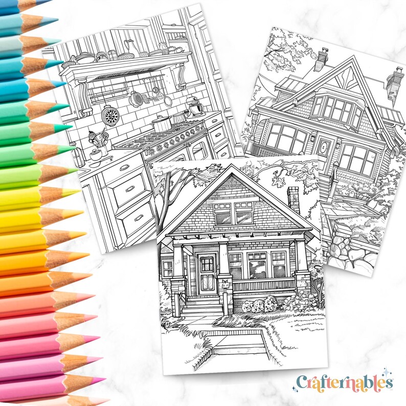 Printable Craftsman Homes Coloring Pages | 29 Pages Detailed ...