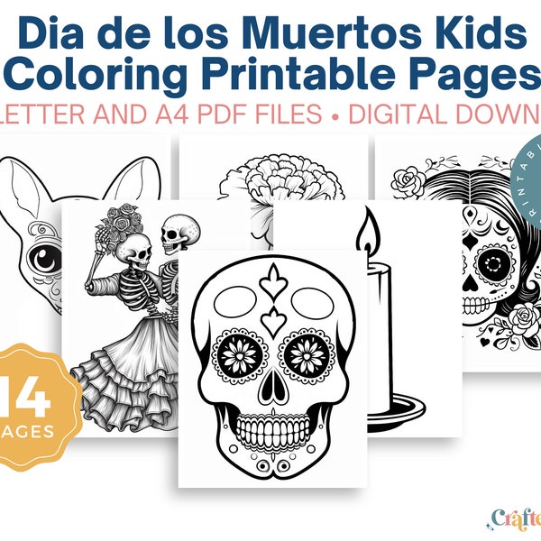 Mexican Traditions: Kids' Dia de los Muertos Coloring Pages for Cultural Exploration, Day of the Dead Children's Printable Coloring PDFs