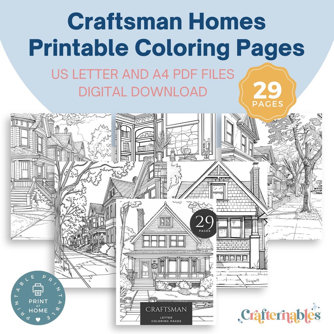 Printable Craftsman Homes Coloring Pages | 29 Pages Detailed ...