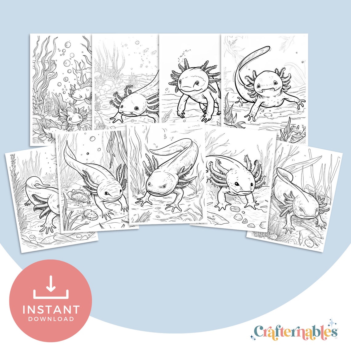 Axolotl Coloring Pages: 23 Educational Activity Sheets (printable PDF ...