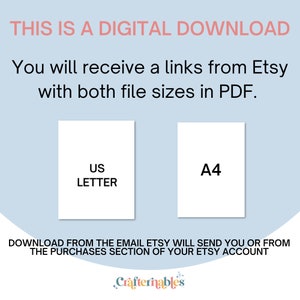 This is a digital download. You will receive a link from Etsy with both files sizes in PDF. US Letter and A4. Download from the email Etsy will send you or from the purchases section of your Etsy account.