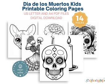 Dia de los Muertos Coloring Pages: Sugar Skulls, Mexican Culture (PDF)