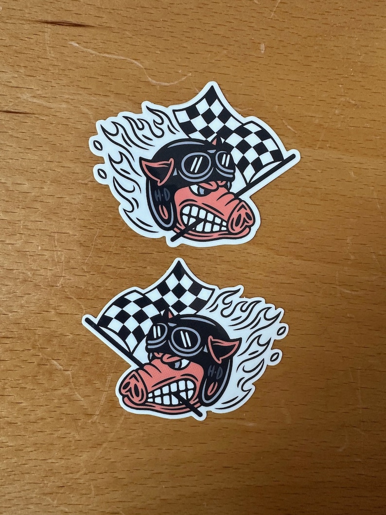 Fast Johnnie Hog stickers on transparent background Both sides