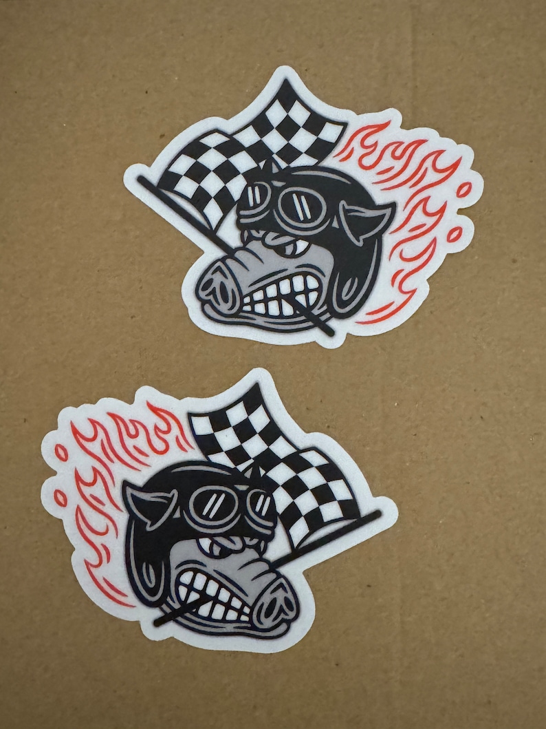 Fast Johnnie Hog stickers on transparent background Both sides CVO